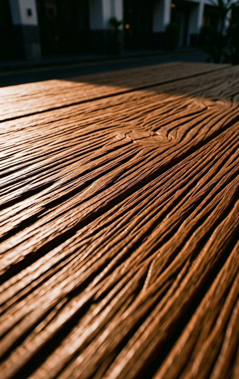 Teak wood texture representing the foundation of Pria Dunia